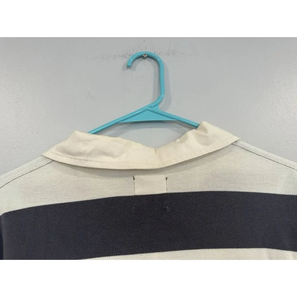 J. Crew Vintage Navy White Striped Polo Shirt Short Sleeve XL